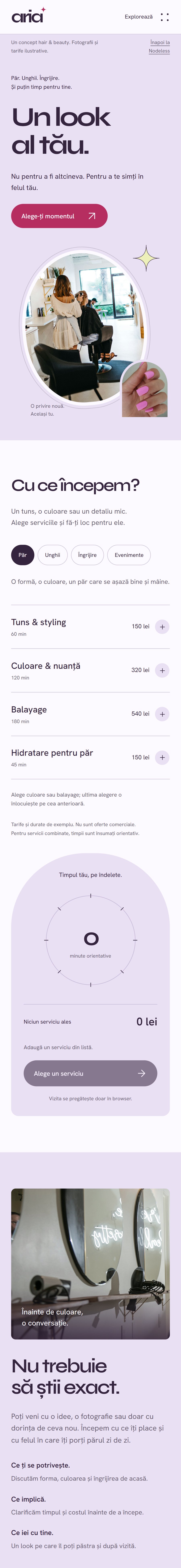 Salon Aria pe telefon